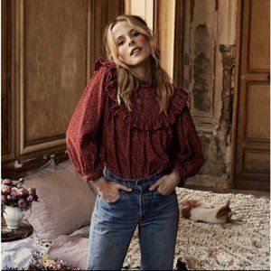 Doen Reina Blouse Burgundy California Floral